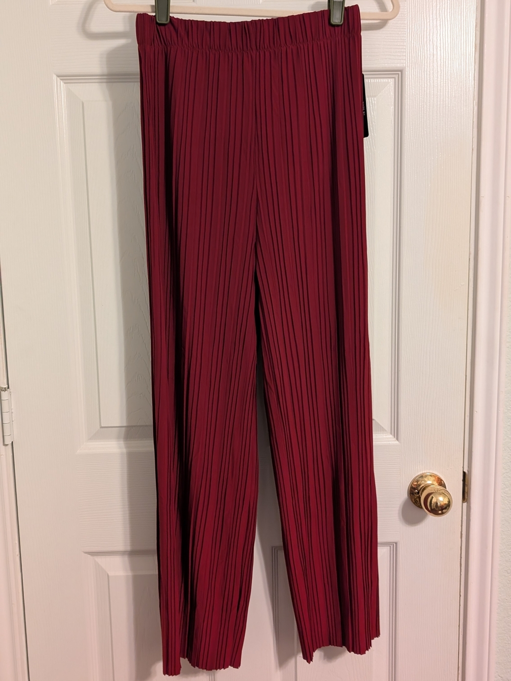Pleated Wide-Leg Pants - Burgundy